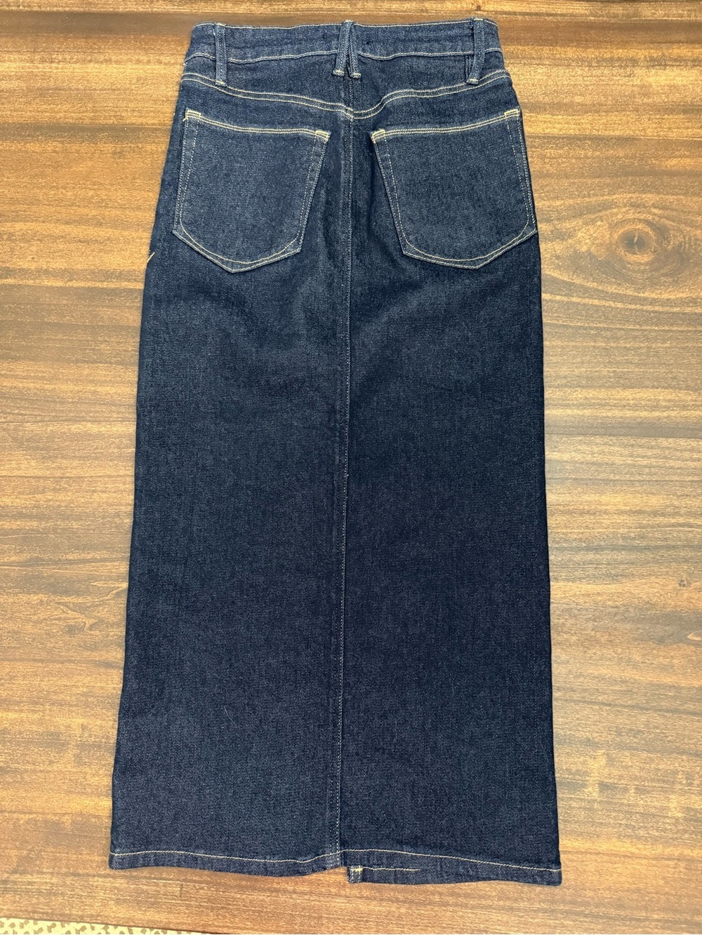 Good American Dark Blue Straight Leg Jeans Skirt with Front Slit - Picture 6 of 7